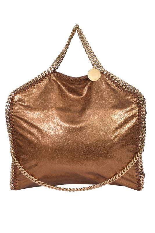 Stella Mc Cartney Beige Shimmering Faux Leather Tote Bag