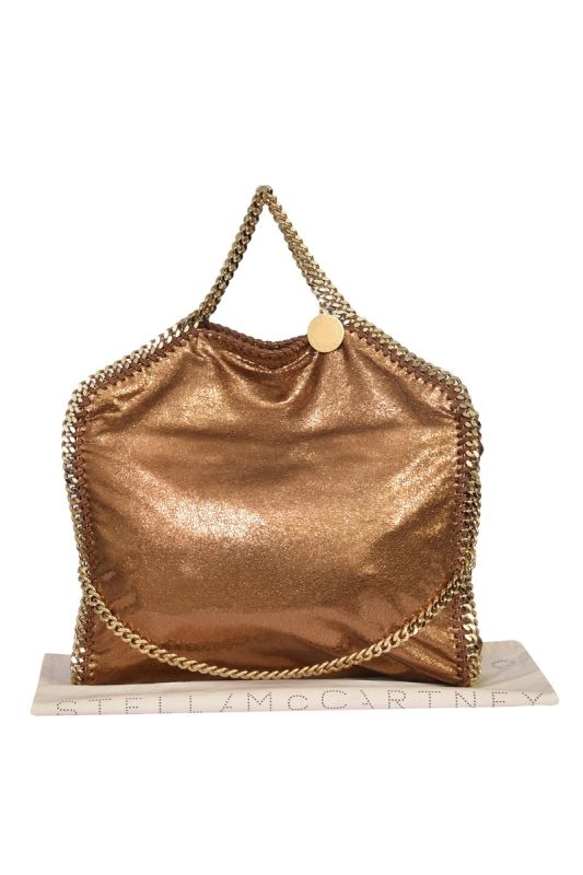 Stella Mc Cartney Beige Shimmering Faux Leather Tote Bag
