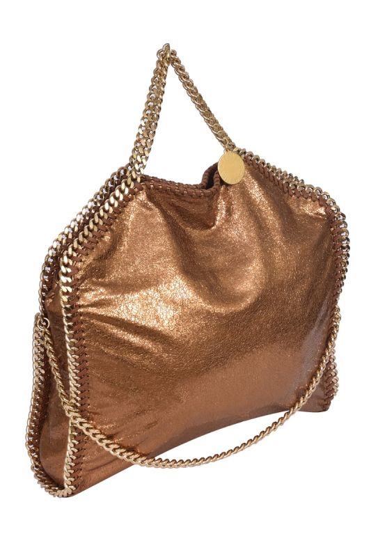 Stella Mc Cartney Beige Shimmering Faux Leather Tote Bag