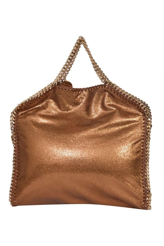 Stella Mc Cartney Beige Shimmering Faux Leather Tote Bag