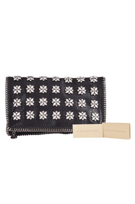 Stella Mc Cartney Crystal Embellished Falabella Foldover Clutch