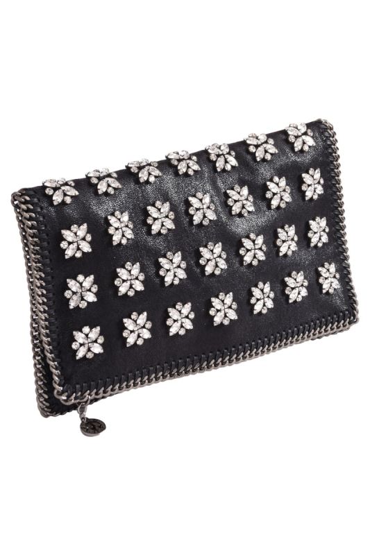 Stella Mc Cartney Crystal Embellished Falabella Foldover Clutch