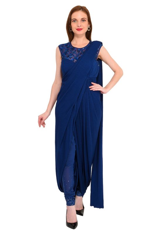 TARUN TAHILANI ROYAL BLUE DRAPE SAREE