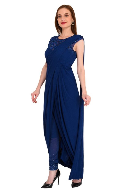TARUN TAHILANI ROYAL BLUE DRAPE SAREE
