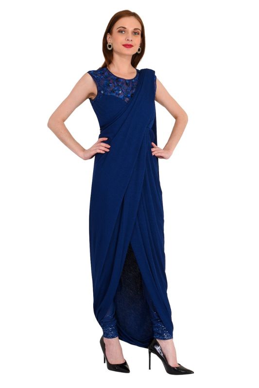 TARUN TAHILANI ROYAL BLUE DRAPE SAREE