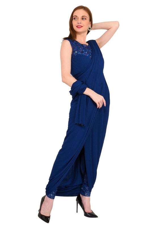 TARUN TAHILANI ROYAL BLUE DRAPE SAREE