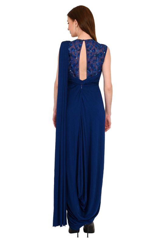 TARUN TAHILANI ROYAL BLUE DRAPE SAREE