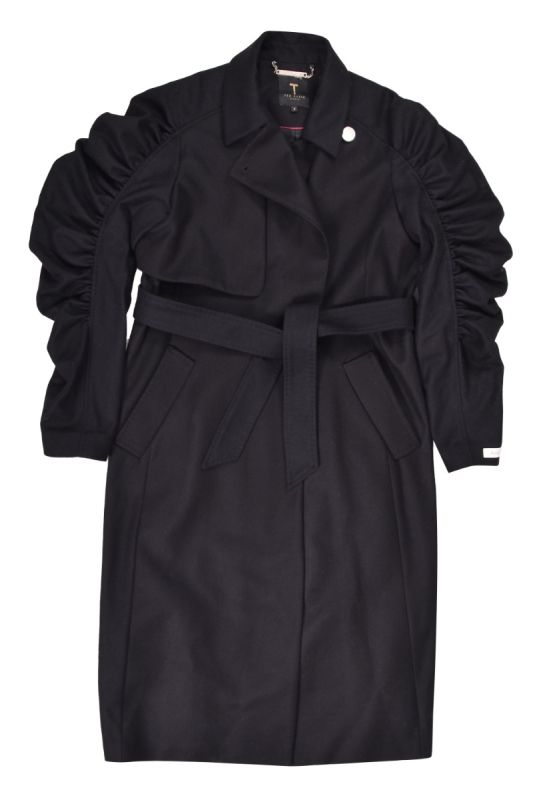 Ted Baker Zylaa Wool and Cashmere Blend Puff Shoulder Long Wrap Coat