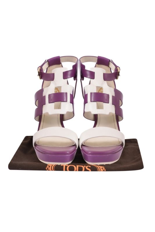 Tod’s Cut Out Two Tone Leather Sandals RT202-10