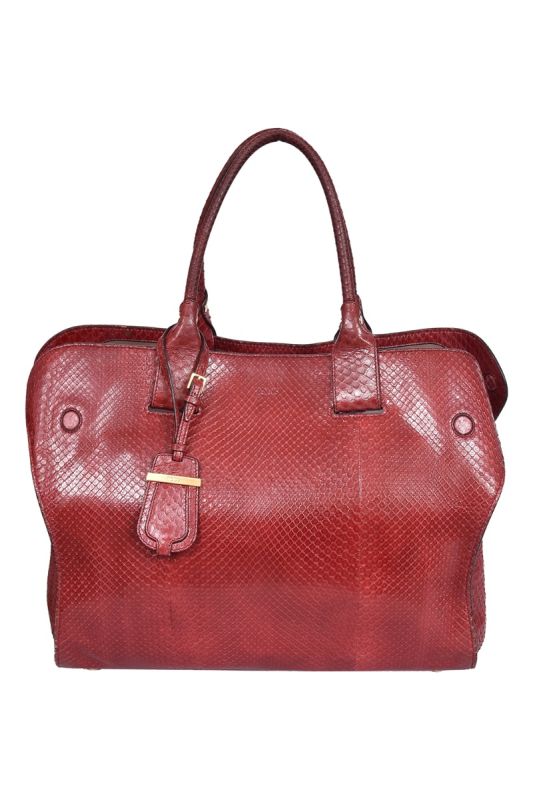 Tod’s Exotic Leather Maroon Tote Bag
