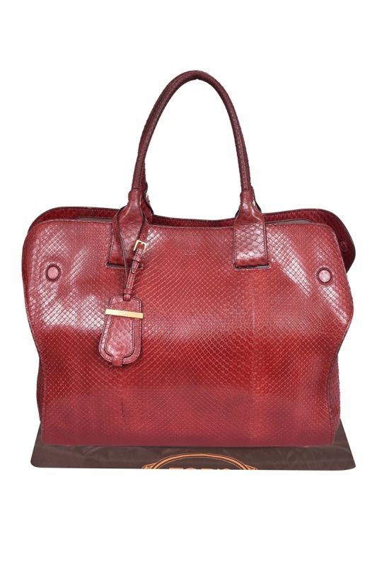 Tod’s Exotic Leather Maroon Tote Bag