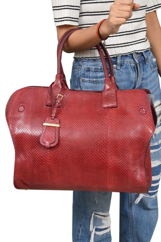 Tod’s Exotic Leather Maroon Tote Bag