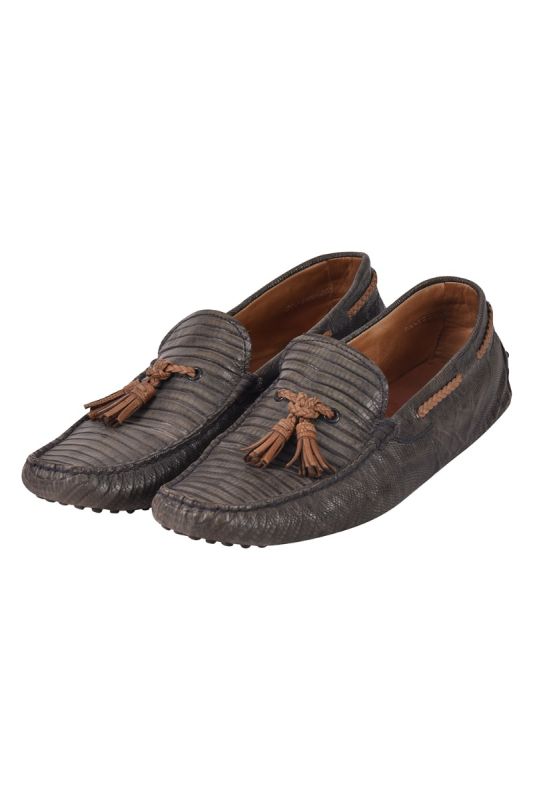 Tod’s Exotic Snakeskin Leather Loafers