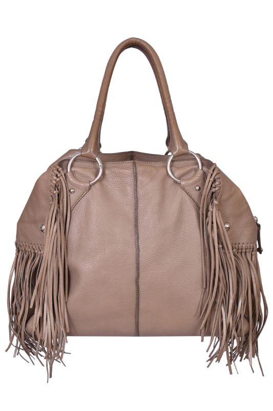 Tod’s Grey Fringed Leather Handbag