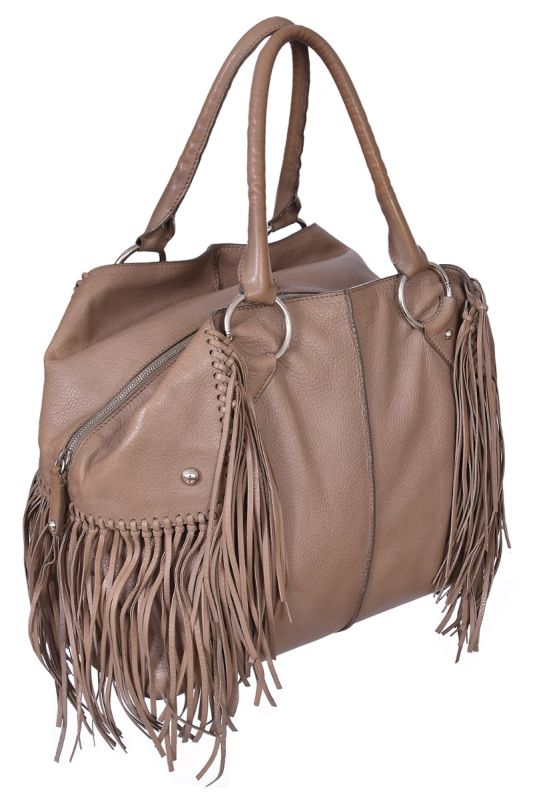 Tod’s Grey Fringed Leather Handbag