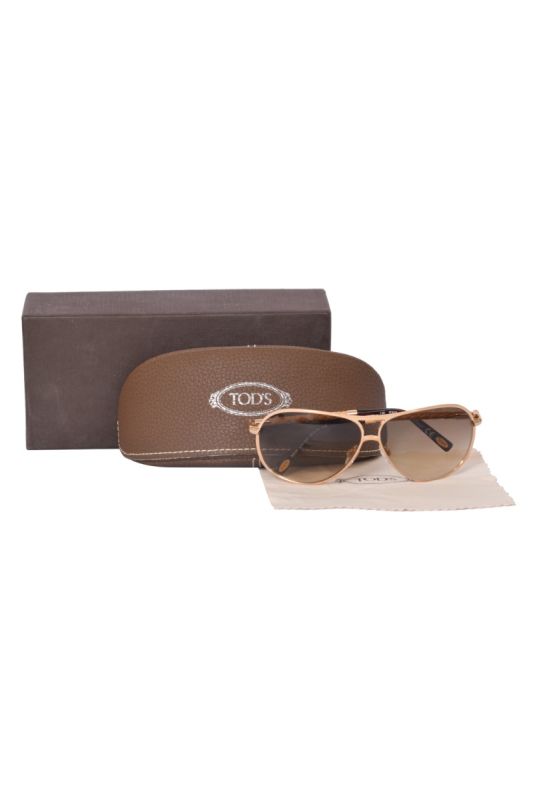 Tod’s Leather Woven Temple Aviator Sunglasses