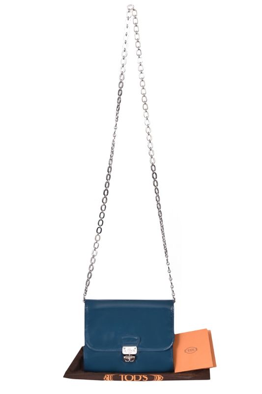 Tod’s Patent Leather Teal Crossbody Bag