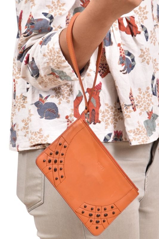 Tod’s T Soft Leather Wristlet