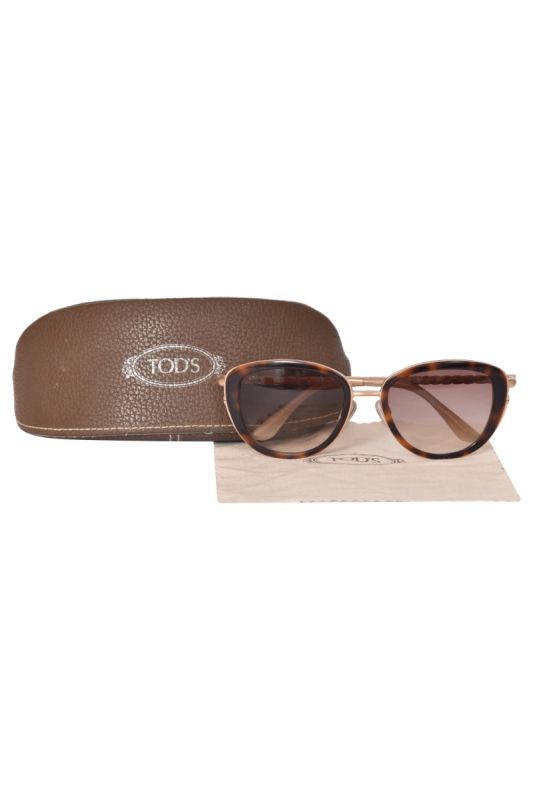 Tod’s Tortoise Leather Trim Sunglasses