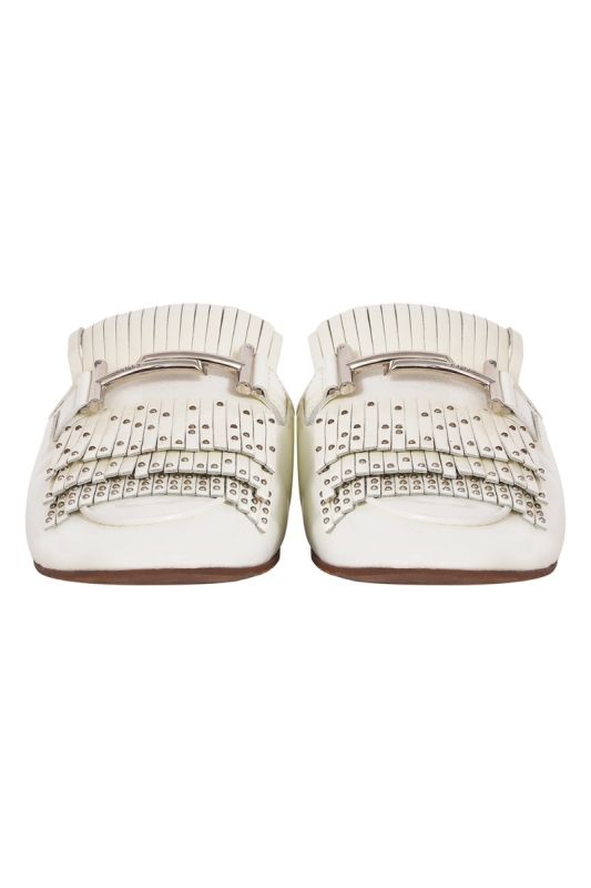 Tod’s White Studded Mules
