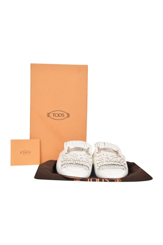 Tod’s White Studded Mules