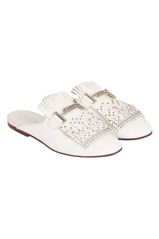 Tod’s White Studded Mules