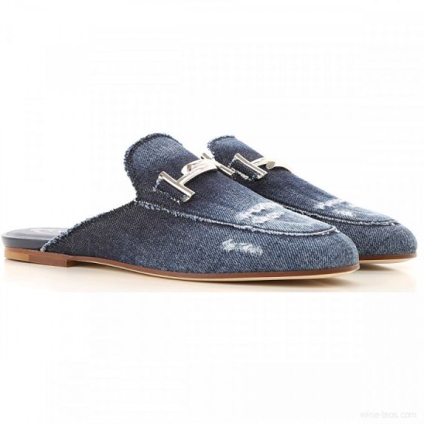 TOD’S SCART DONNA BLUE DENIUM SLIP ONS