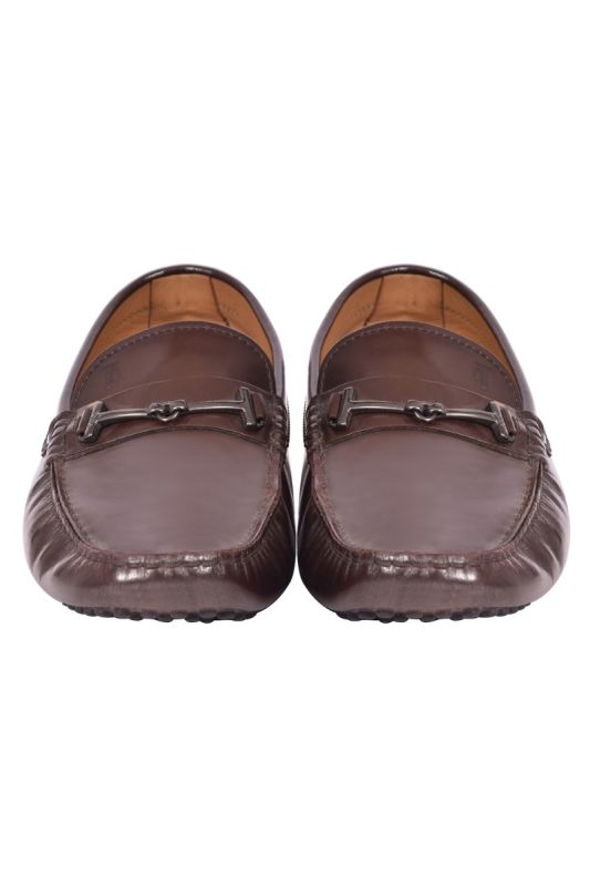 Tods Brown Safiano Leather loafer