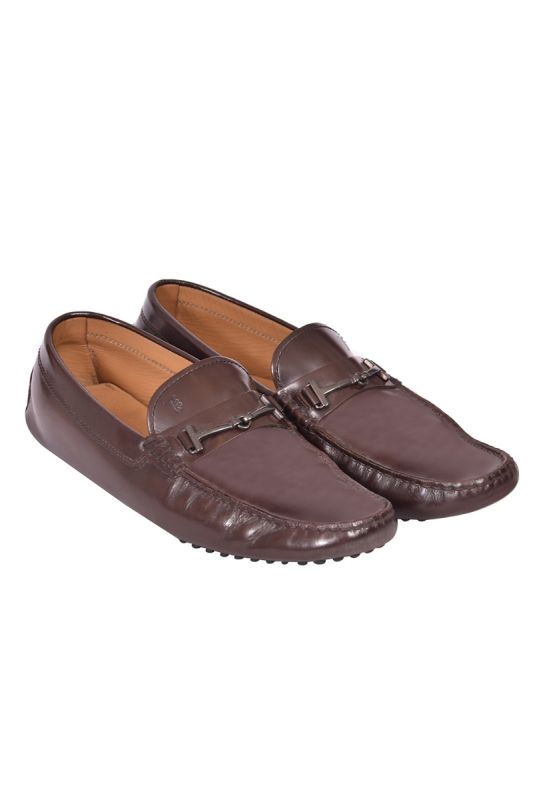 Tods Brown Safiano Leather loafer