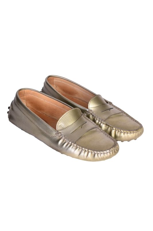 TODS METALLIC LOAFERS