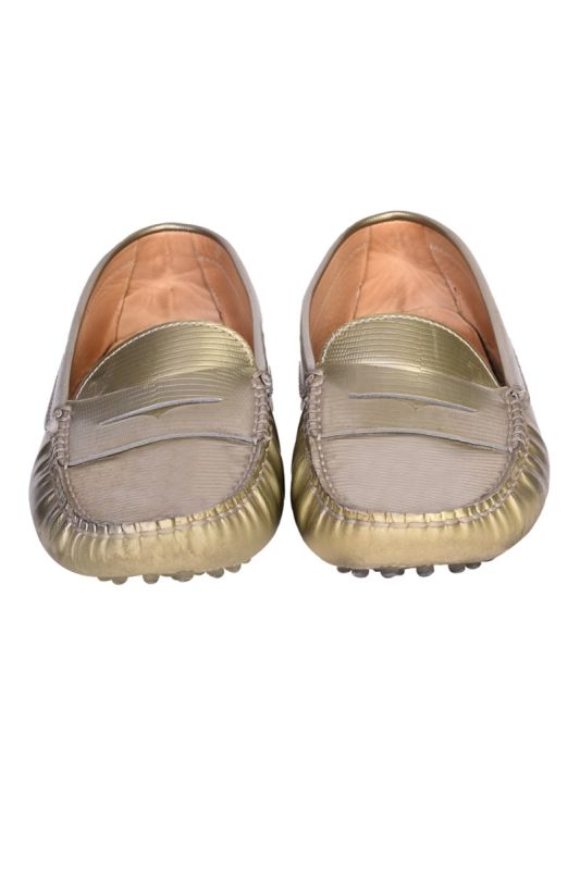 TODS METALLIC LOAFERS
