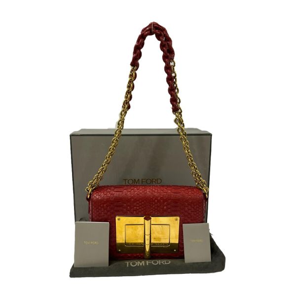 Tom Ford Red Medium Python Natalie Handbag