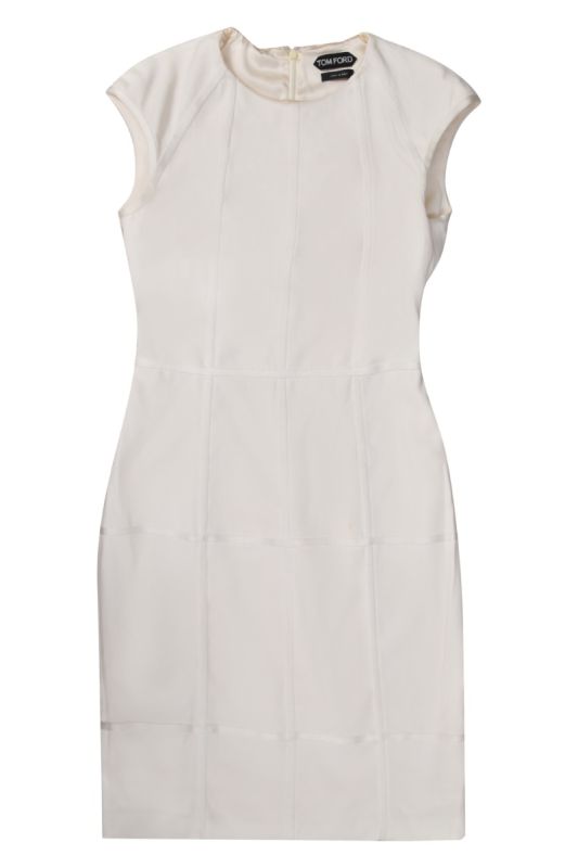 Tom Ford Sculpted White Cap Sleeves Dress