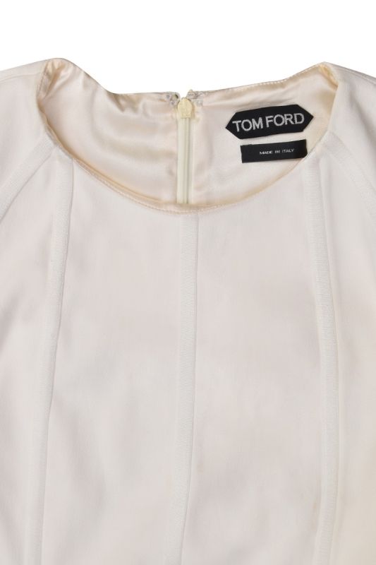 Tom Ford Sculpted White Cap Sleeves Dress