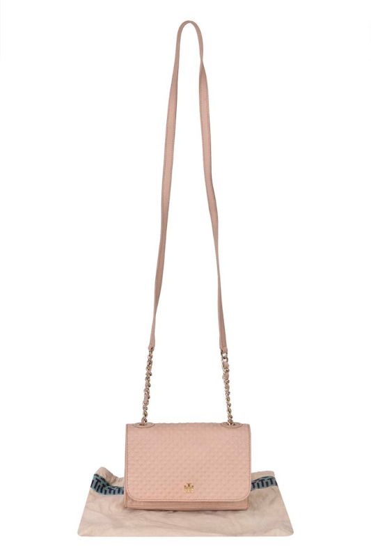 Tory Burch Beige Quilted Leather Crossbody Bag