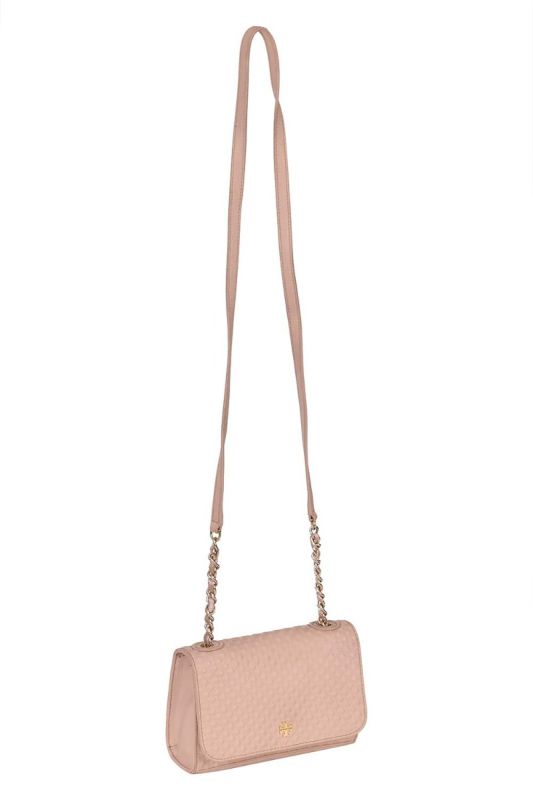 Tory Burch Beige Quilted Leather Crossbody Bag