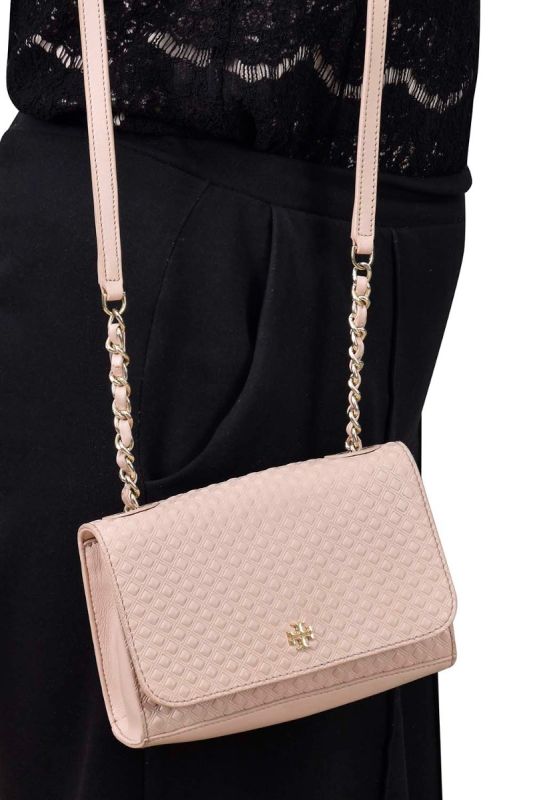 Tory Burch Beige Quilted Leather Crossbody Bag