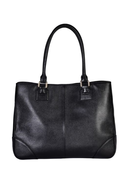 TORY BURCH BLACK LEATHER HUDSON BAY ROBINSON TOTE BAG