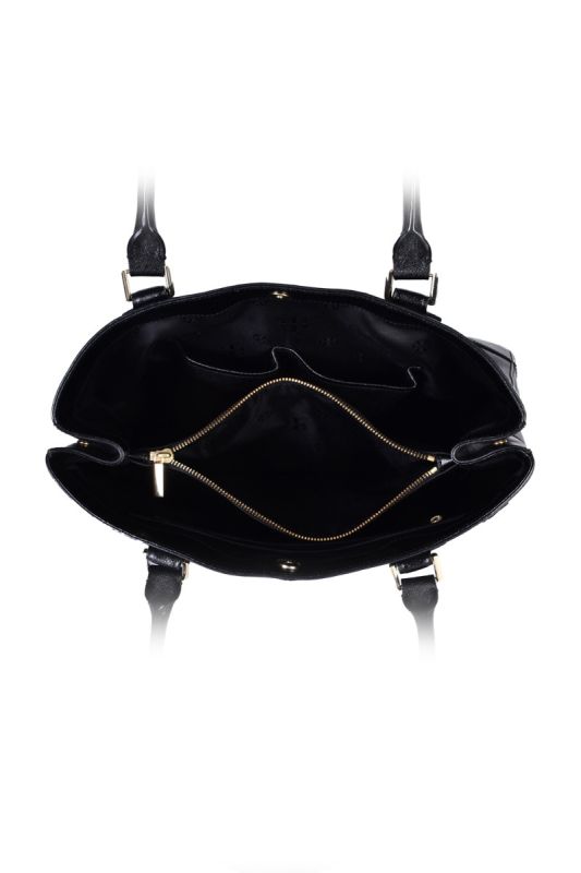 TORY BURCH BLACK LEATHER HUDSON BAY ROBINSON TOTE BAG