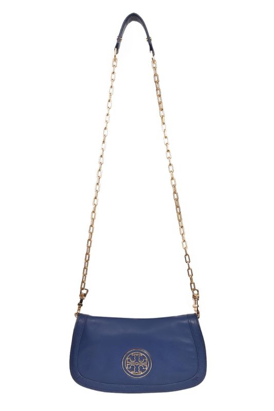 Tory Burch Blue Leather Britten Shoulder Bag