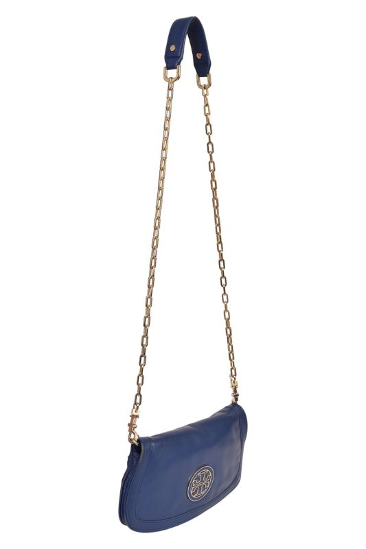Tory Burch Blue Leather Britten Shoulder Bag