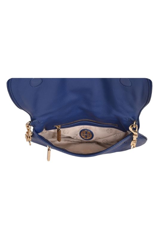 Tory Burch Blue Leather Britten Shoulder Bag