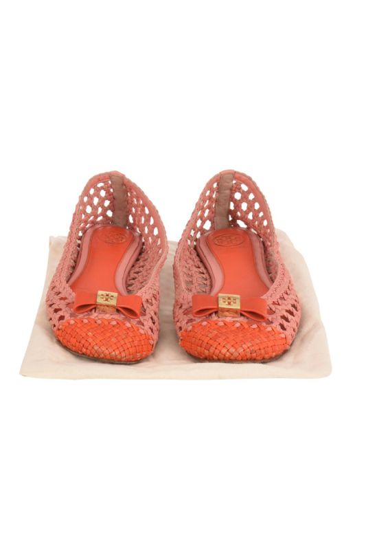 TORY BURCH CARLYLE WOVEN BALLERINA FLATS