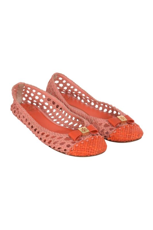 TORY BURCH CARLYLE WOVEN BALLERINA FLATS