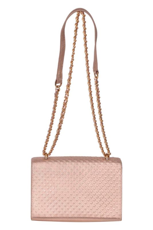 Tory Burch Crossbody Metallic Pink Quilted Leather Crossbody Bag