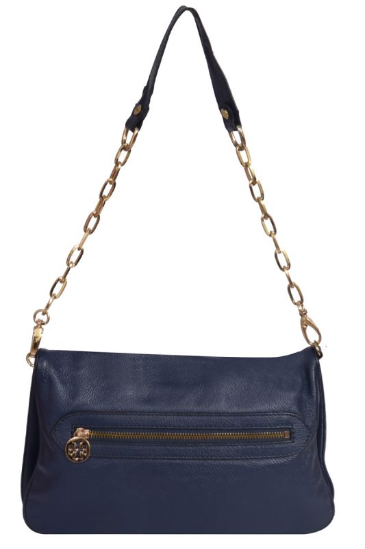 TORY BURCH LEATHER LOGO FLAP CLUTCH SHOULDER BAG