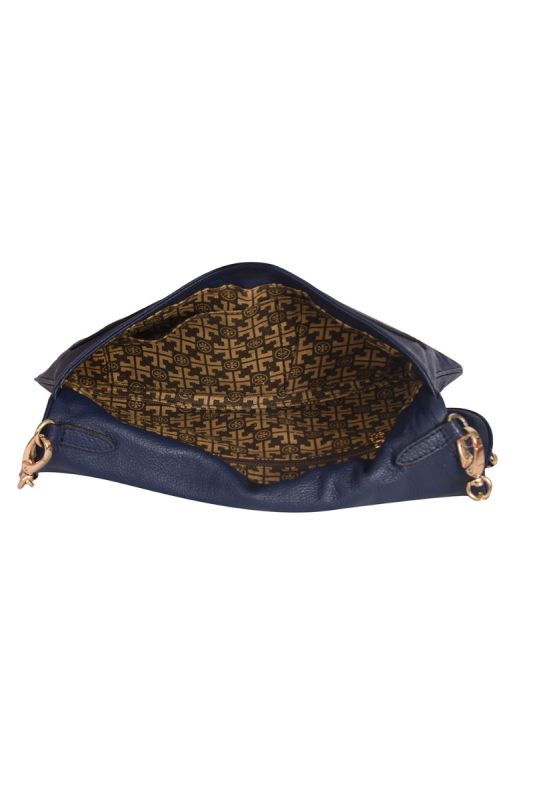 TORY BURCH LEATHER LOGO FLAP CLUTCH SHOULDER BAG
