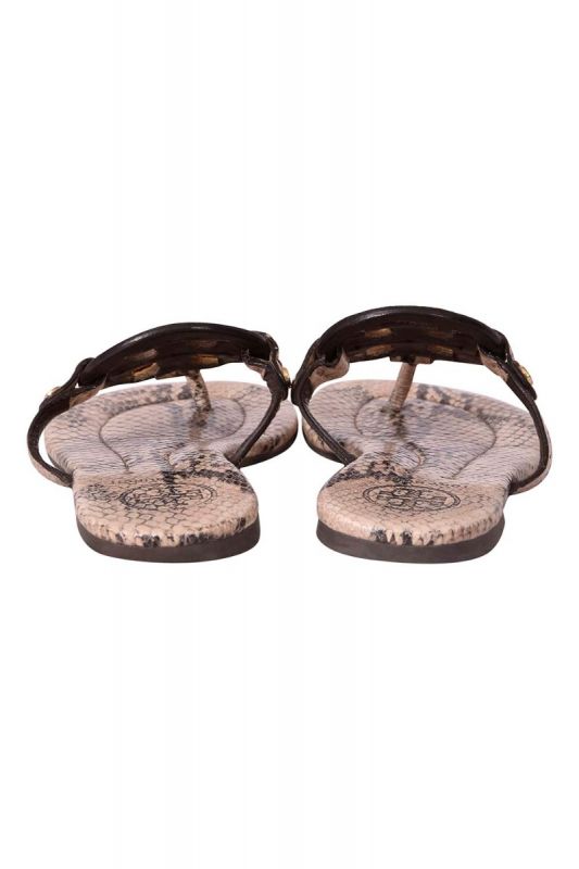 Tory Burch Miller Snake Print Logo Thong Sandals