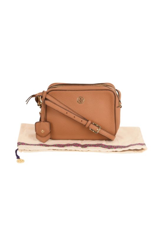 TORY BURCH ROBINSON PEBBLED DOUBLE ZIP CROSS BODY