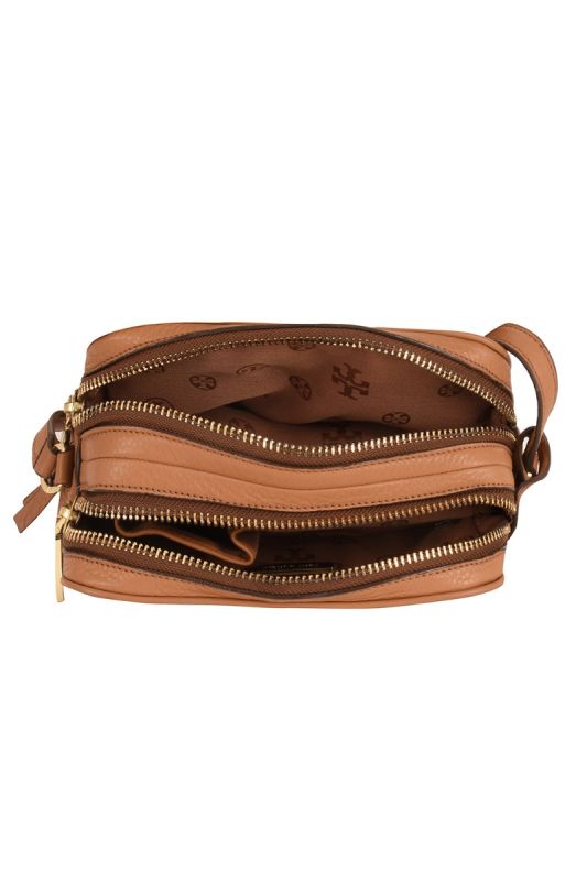 TORY BURCH ROBINSON PEBBLED DOUBLE ZIP CROSS BODY
